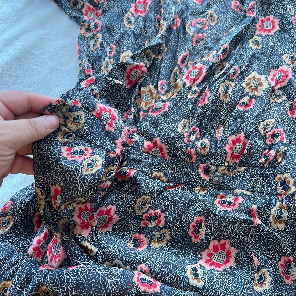 Isabel Marant Étoile Shania Floral-Print Midi Dress in Charcoal - Picture 7 of 11